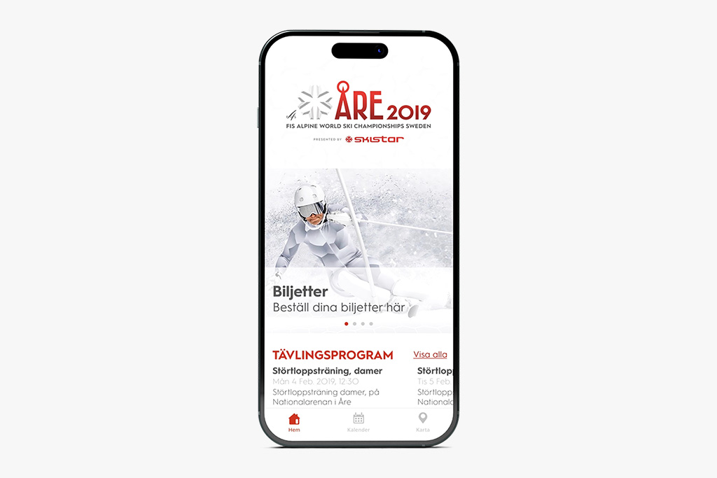 Mobile phone screenshot of the Alpine World Championship 2019 Mobile phone screenshot of the Alpine World Championship 2019 app